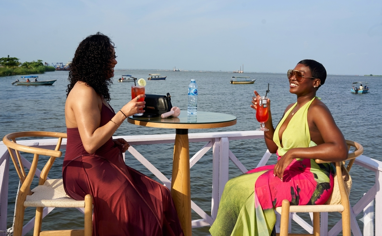 Women Chatting by the Waterfront